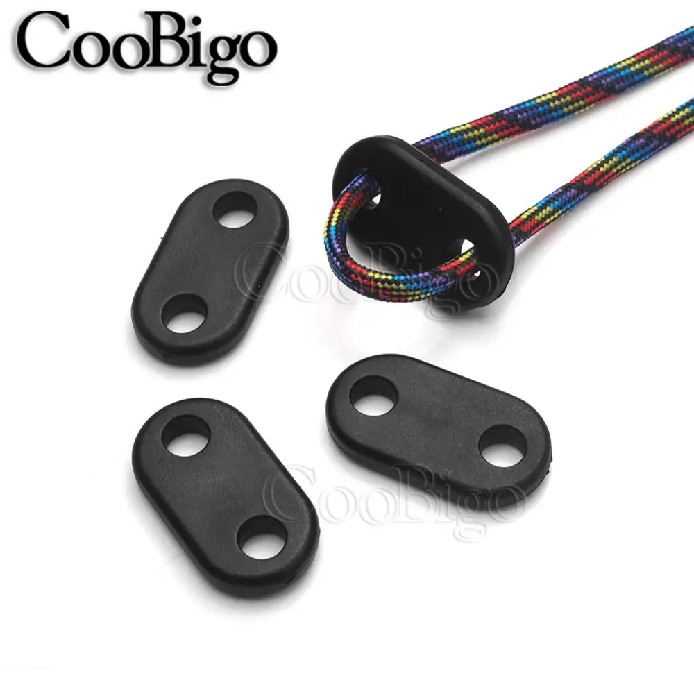 20pcs Cord Lock Adjuster Flat Plastic Garment Paracord Sportswear Shoelace Bag Rope DIY Accessories 2 Hole Assorted Style cord lock toggle clip