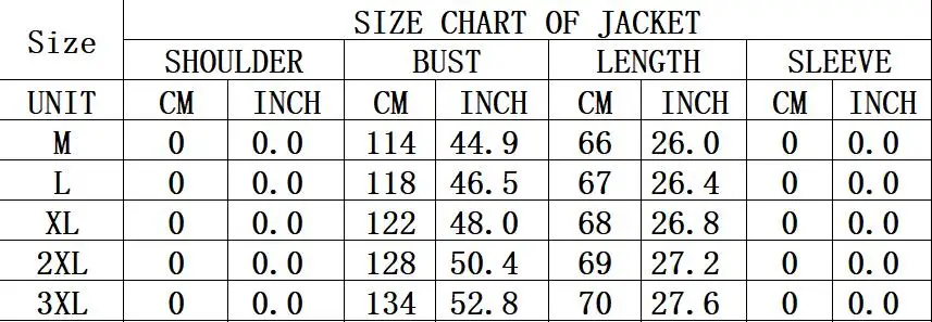 size chart