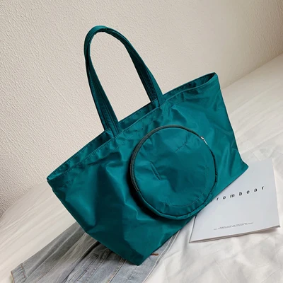 New Arrival Big Women Bag Simple Designer Handbag Women Shoulder Bag Nylon Messenger Bag Solid Color Shopping Travel Large - Цвет: Green