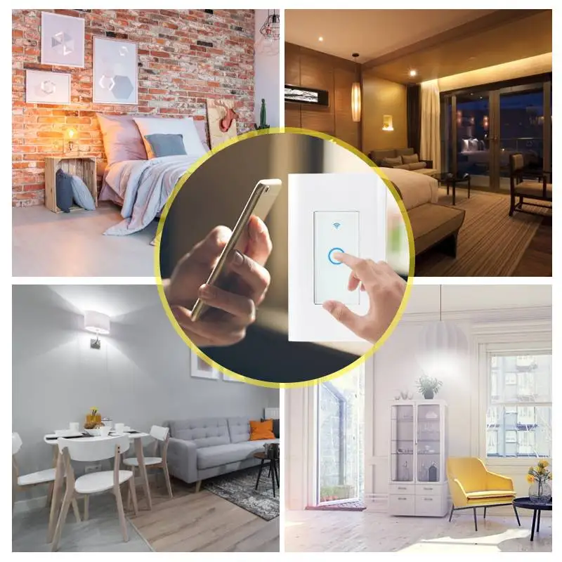 110 V-125 V Smart Touch WI-FI настенный выключатель Беспроводной настенный прерыватель на ощупь Управление коммутатор совместим Поддержка Alexa и Google Assistant