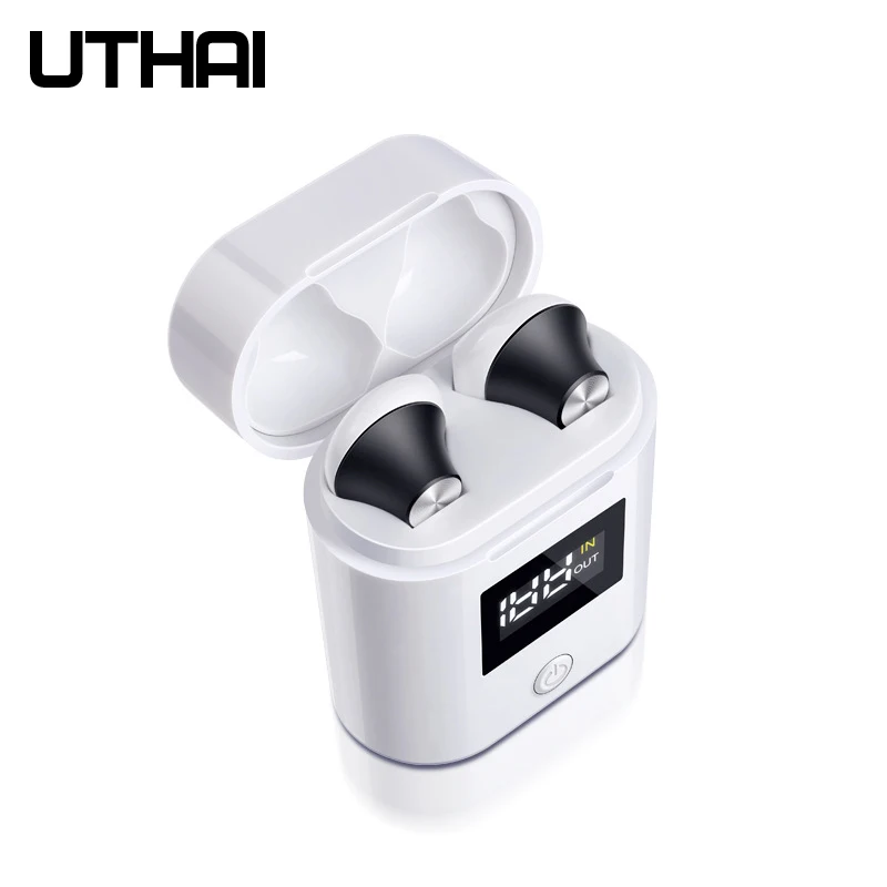 Беспроводная bluetooth-гарнитура UTHAI D17, 5,0 TWS, дисплей батареи, bluetooth-гарнитура, HD гарнитура для звонков, радио, в ухо, шумоподавление