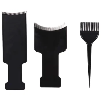 

3Pcs Plastic Practical Highlighting Board and Brush Kit Tint Brush Hair Dying Board for DIY Hairdressing
