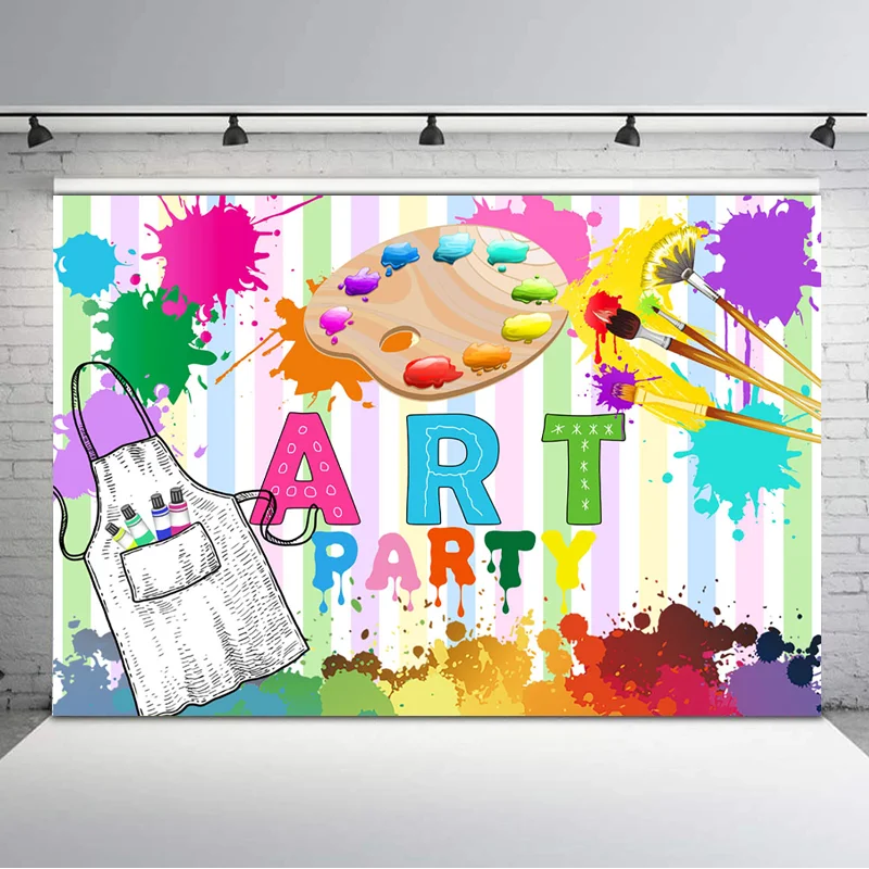 Art Party Backdrop Colorful Stripes Doodle Pigment Photography