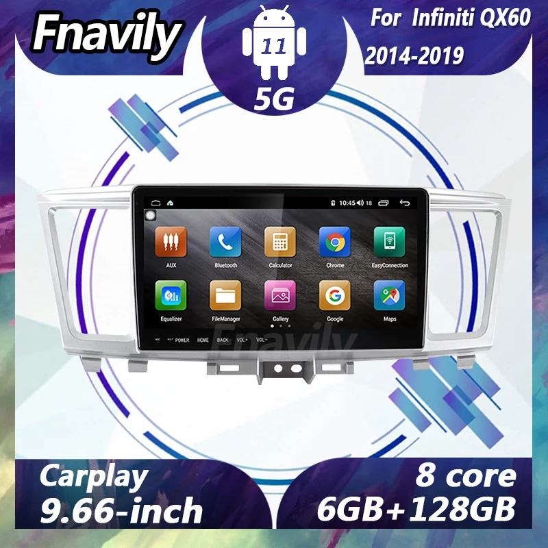 

Fnavily 9.66" Android 11 car audio For Infiniti QX60 video dvd player car radio GPS stereos navigation DSP BT 5G 2014 - 2019