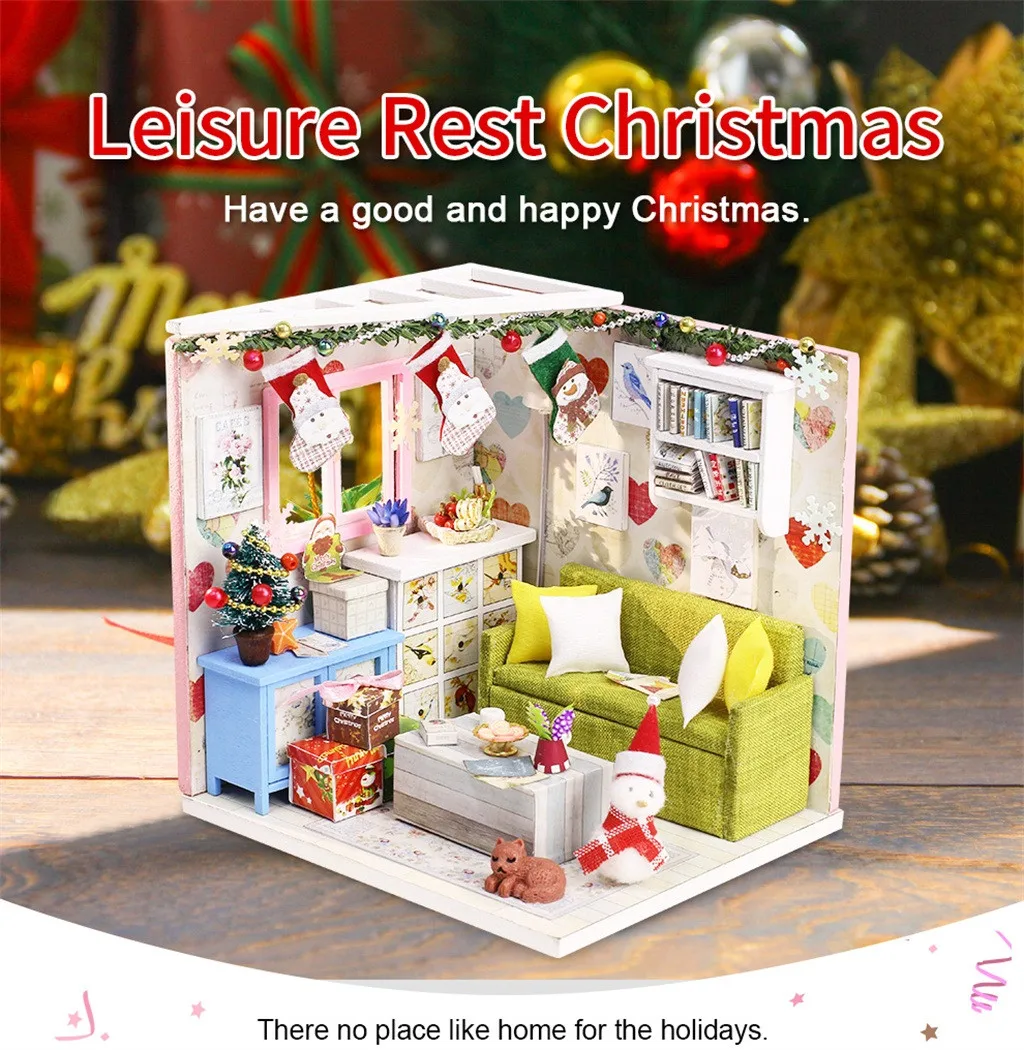 

Diy miniature dollhouse rooms Wooden doll house for lol Large Furniture LED House Decorate Creative Christmas Gifts L919