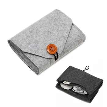 

Mini Data Cable Mouse Charger Storage Bag Key Coin Package Felt Earphone SD Card Power Bank storage bag Home Storage Organizer