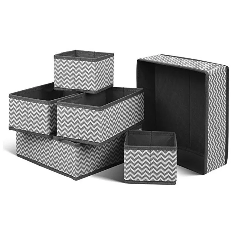 6PCS Складной органайзер для домашнего хранения, нетканые шарфы, носки, бюстгальтер, коробка для хранения, шкаф, ящик, нижнее белье, бюстгальтер, шкаф, контейнер, коробки - Цвет: 6PCS