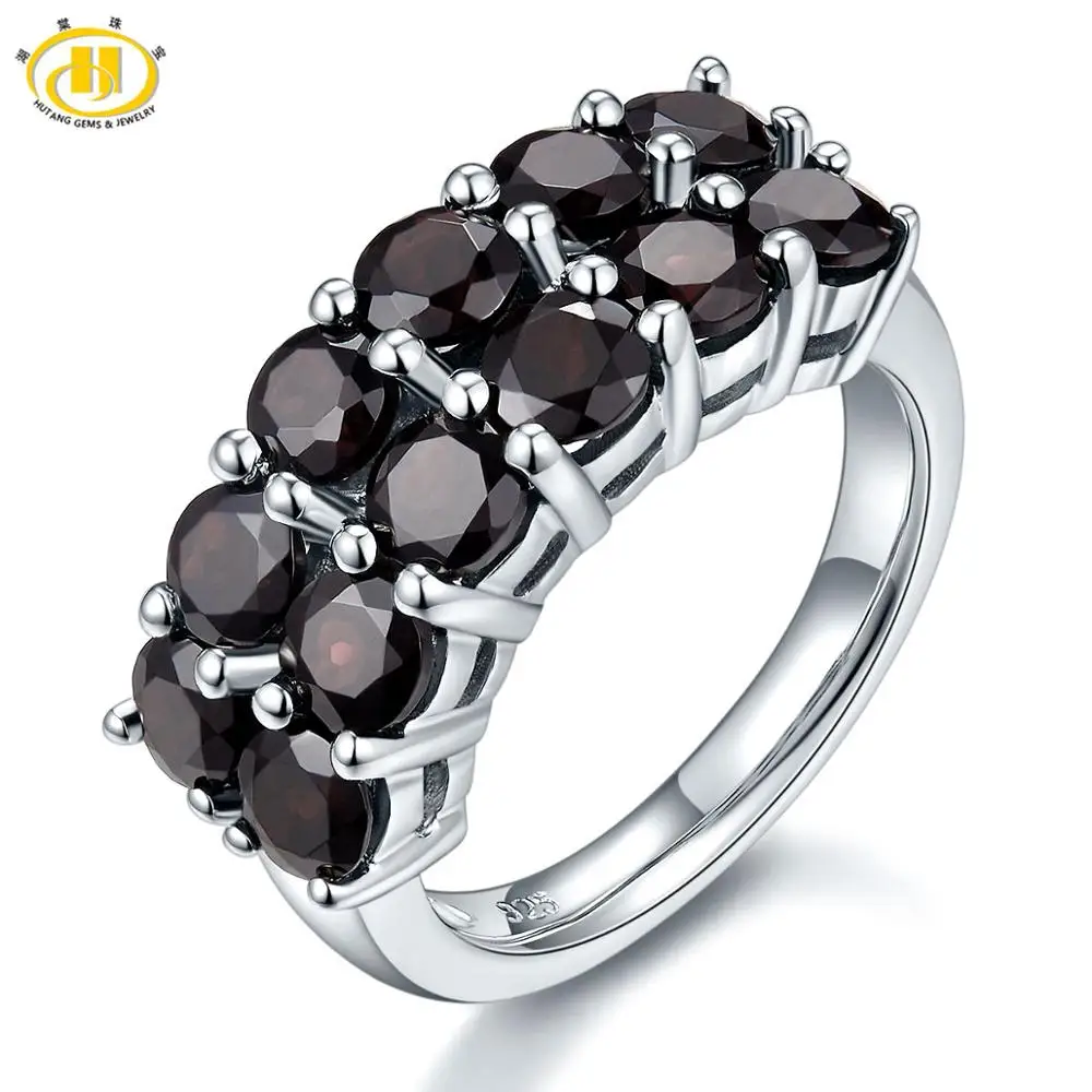 HUTANG 4.2ct Natural Black Garnet Ring for Women, 925 Sterling Silver Rings Red Pomegranate Gemstone Fine Jewelry Christmas Gift HUTANG 4.2ct Natural Black Garnet Ring for Women, 925 Sterling Silver Rings Red Pomegranate Gemstone Fine Jewelry Christmas Gift