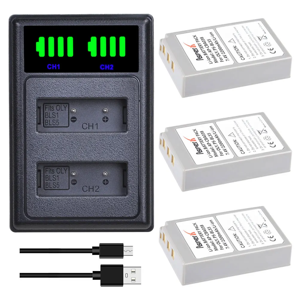 

BLS 5 50 BLS50 PS-BLS5 BLS-5 BLS5 Battery + LED USB Dual Charger for Olympus OM-D E-M10 PEN E-PL2 E-PL5 E-PL6 E-PM2 Stylus 1