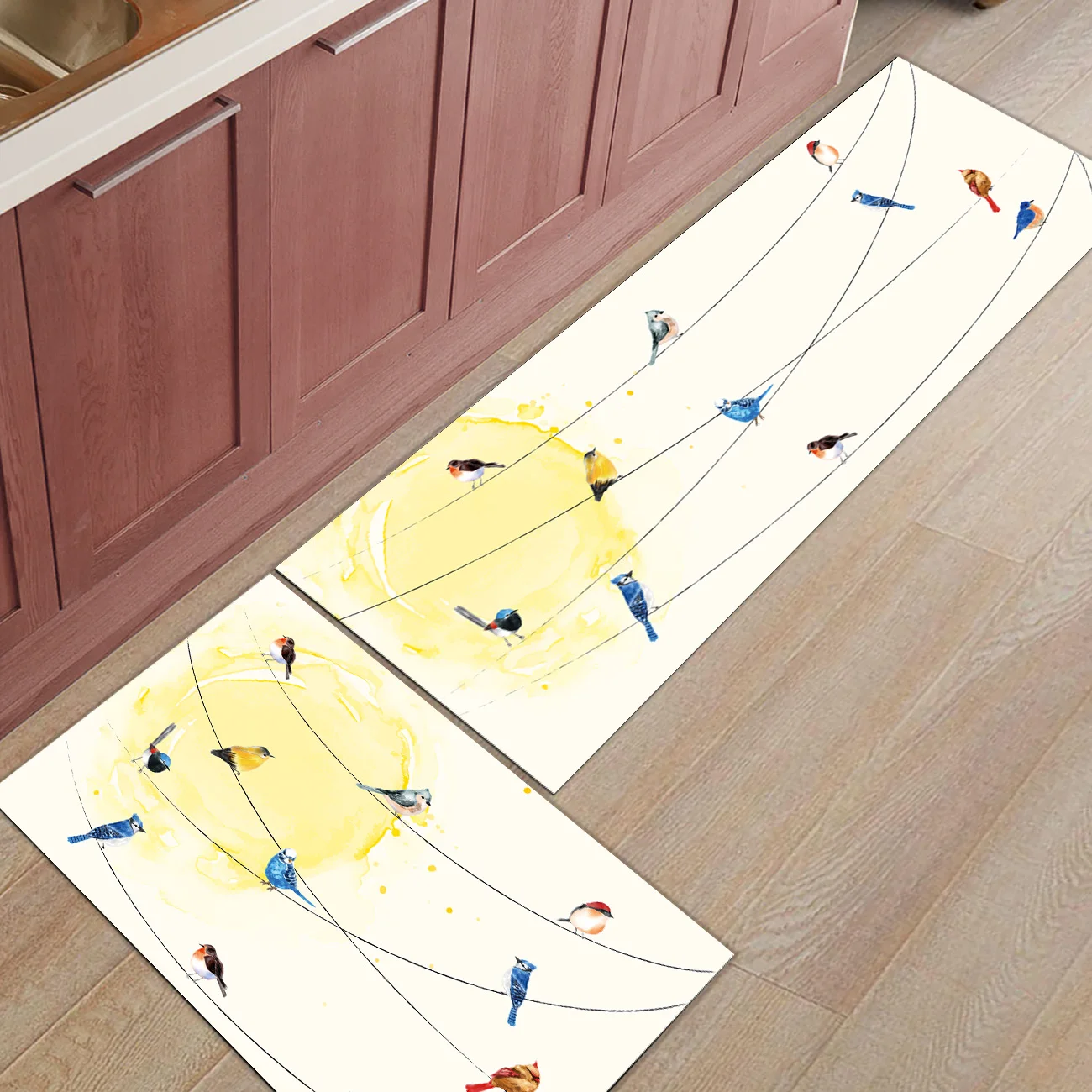 Птицы на проволоке милые животные 2 шт коврик для кухни грязи мусора грязи Траппер сапог скребок для обуви впитывающий воду