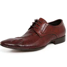 New Arrive Mens Genuine Leather Mens Pointy Shoes Crocodile Pattern Men Dress Shoes Lace Up Pointed Toe Wedding Shoe