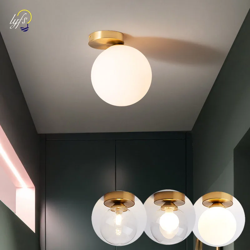 

Nordic Glass Ball Ceiling Lamp Indoor Lighting Corridor Living Room Decoration Dining Tables Art Deco Modern Light For Home