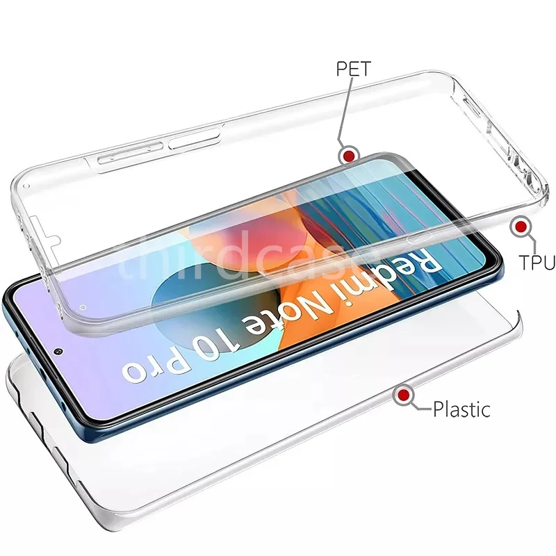 360 Double transparent Case For Xiaomi 11T Redmi 10 Mi Note 10 Lite Full Body Silicone Cover For Redmi Note 11s 5G 10S 10 Pro NE