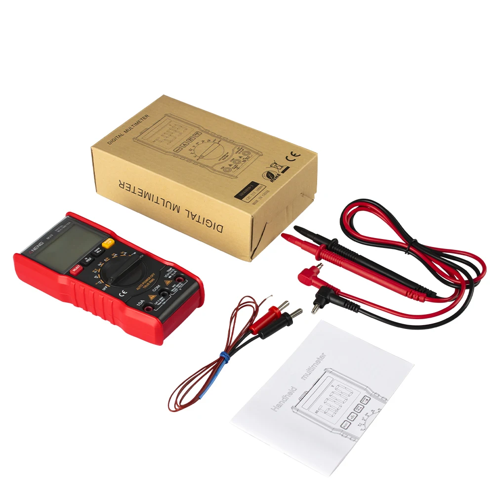 M20 Цифровой мультиметр True-RMS протез Авто Диапазон AC DC резистор Ток Напряжение тестер метр+ вспышка Blacklit термопары - Цвет: Красный