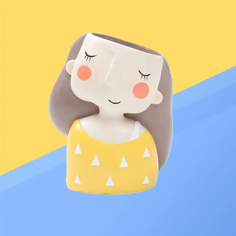 Милая девушка в форме мультфильм цветочный горшок ваза горшок для оформления дома для суккулентных растений