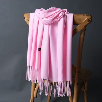 

New Autumn And Winter Ladies Solid Color Tassel Cashmere Scarf Korean Wool Scarf Warm Long Section Cashmere Scarf Shawl