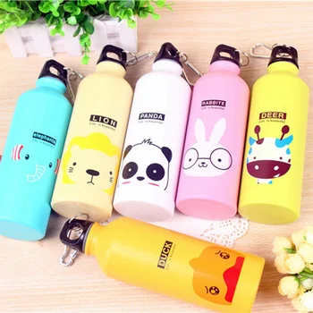 

Cute Fashion animal family drinking cup Water Bottle Printed Aluminum Alloy Travel Bottles Kettle Outdoor Drinkware Thermos Cups