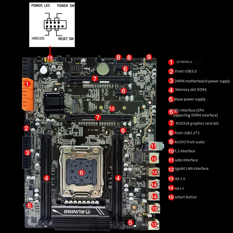 Новая настольная материнская плата X99 V1.2 DDR4 ATX LGA2011 cmputer DImm Слоты SATA 3 0 и USB