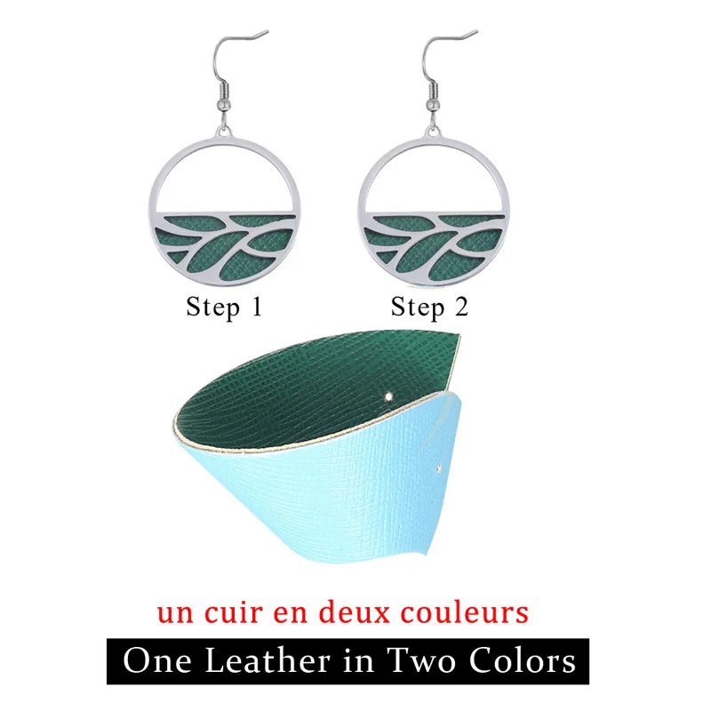 Cremo DIY Stainless Steel Earring For Women Interchangeable Leather  Argent Round Drop Earring Hanging Dangle Earrings Jewelry