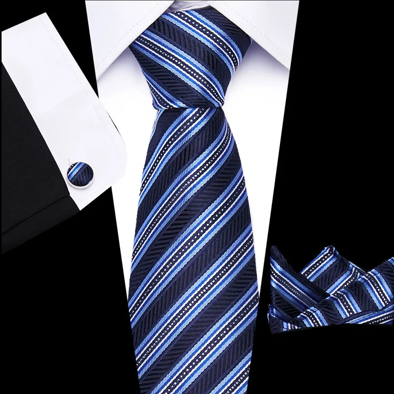 

New 8 cm Necktie 100% Silk Mens Tie Floral Stripe Ties For Men Wedding Party Business 39 Style Tie Sets