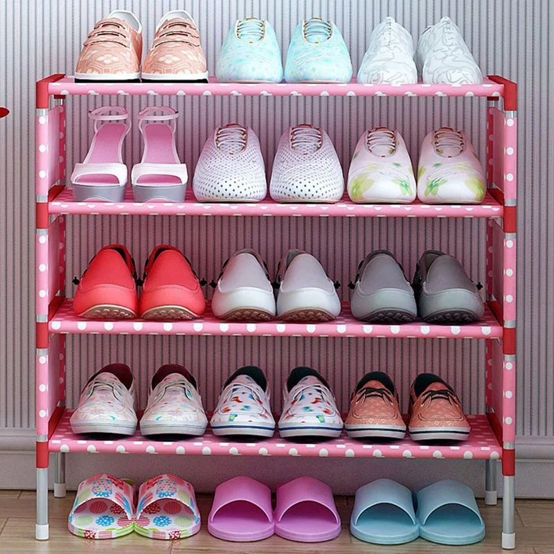 Shoes Shelf Easy Assembled Non-Woven 4 Tier Shoe Rack Shelf Storage Organizer Stand Holder Keep Room Neat Door Space Saving