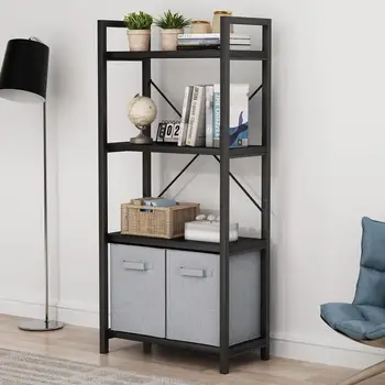 

Tribesigns Bookcase with 2 Foldable Cloth Drawers, Etagere Standard Bookshelf