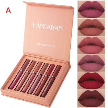 

6Colors/Sets Fashion Liquid Lipstick Lipgloss Sets Naturally Moisturizer Waterproof Velvet Lip Glosses MH88