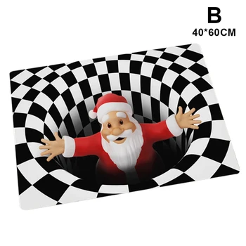

Indoor Outdoor Christmas Decoration 3D Santa Vortex Illusion Doormat Flannel Carpet Living Room Bedroom Door Floor Mat D