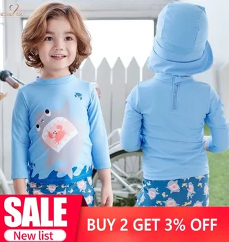 

Boys Kids Korea Style Rash Guards Long Sleeve 3piece Swimwear Set Cute Kids Bathing Suits Baby Boy Swimming Wear Sun protection