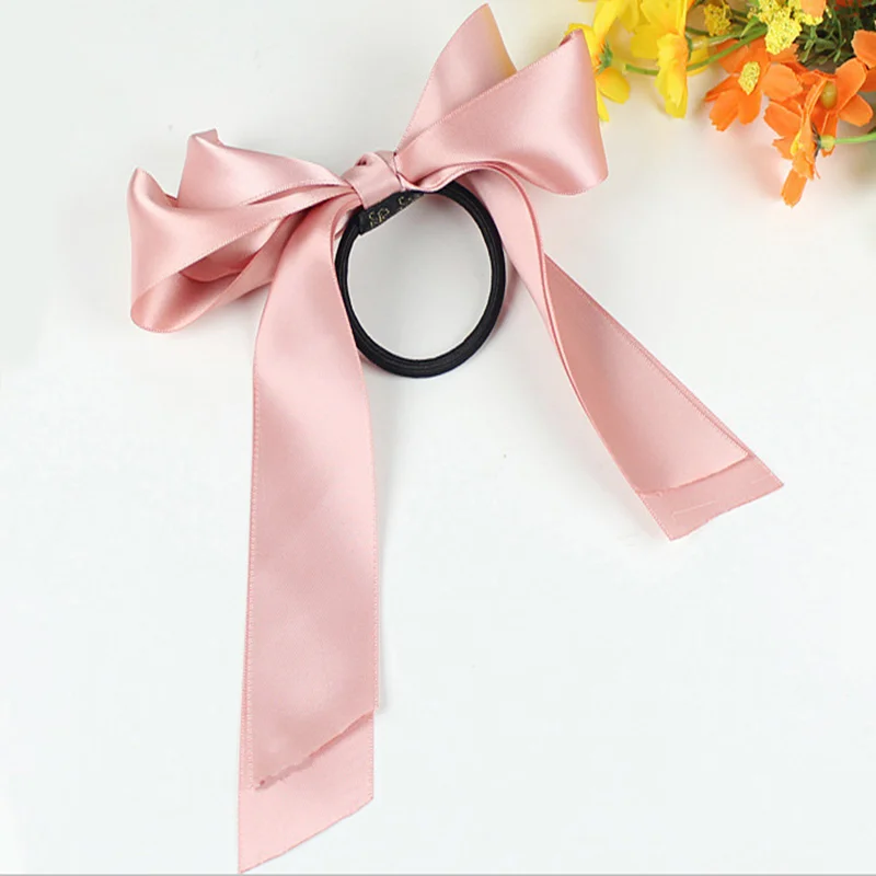 Pink Hair Rope 1 шт., женские резинки, тиара, атласная лента, бант, лента для волос, резинка для волос, резинка для конского хвоста, резинка для волос, аксессуары, веревка - Цвет: Pink Hair Rope