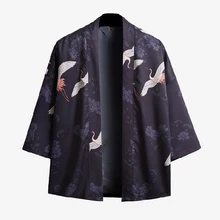Плюс размер 5XL литературное японское кимоно юката человек японский короткий Халат Свободный kimomo китайский стиль кардиган-кимоно haori