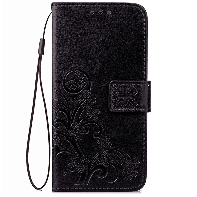 Кожаный чехол для телефона для Samsung Galaxy J3 J5 J 3 5 SM J320F J320FN J500 J500F J510F J510FN DS Роскошный чехол-портмоне с откидной крышкой чехол - Color: Black