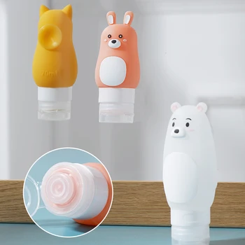 

50ml/70ml/90ml Cute Portable Silicone Refillable Bottle Gel Empty Shampoo Bottle With Sucker For Travel