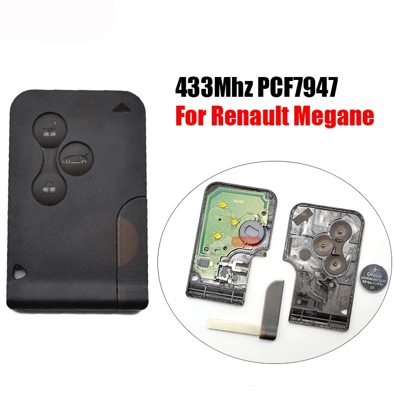Дистанционный смарт ключ RU0080 3 кнопки 433 МГц ID46 PCF7947 чип для Renault Megane Scenic Grand 2003 2008