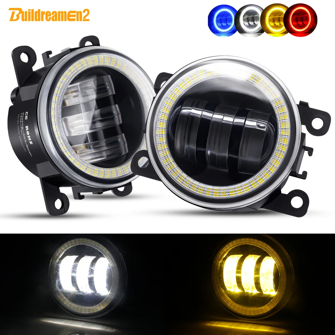 2 X Car Fog Light Assembly Angel Eye Drl Led Lens Fog Daytime Running Lamp Per Fiat Sedici Panda 500 Punto Evo Doblo Tipo Ducato