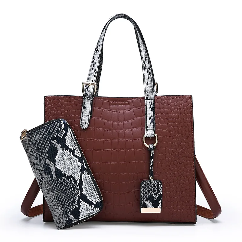 

2019 New Style Europe And America Style Different Size Bags Snakeskin Embossed Portable Shoulder Bag Versatile Two-Piece Set WOM