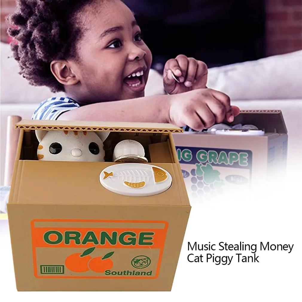 Tirelire Animée Chat/Panda Voleur De Pièces - Mécanique Et Interactive - Pour Enfant - Design Mignon