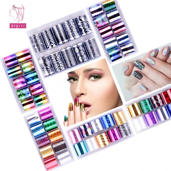 

Nail Star Sticker 10 Grid Set Colorful Starry Laser Lace Marble Leopard Flower Aluminum Foil Sticker Nail Art DIY Set