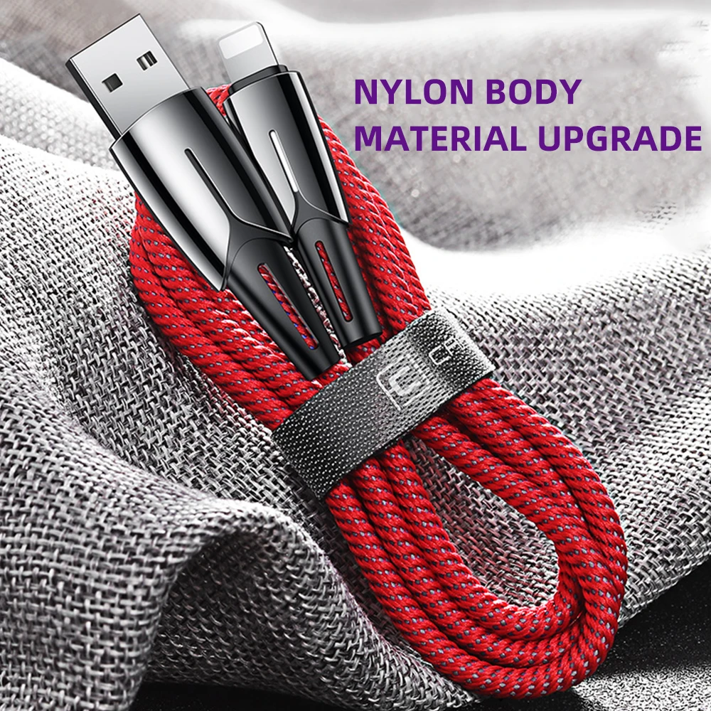 Светодиодный usb-кабель FDBRO для iPhone 6, 7, 8 Plus, X, XS, MAX, XR, зарядное устройство, автоматическое отключение, 2A, Макс. Кабель для передачи данных для зарядки iPhone