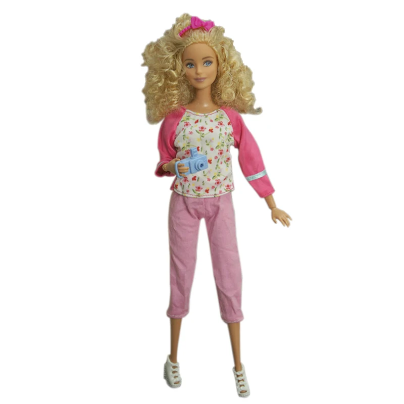 Fashion Outfits For Barbie Doll Clothes Set For Barbie Shirt Pants Shoes Glasses Crown Purse Hat Toys 1/6 Dolls Accessories