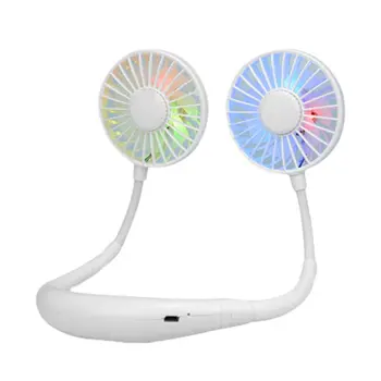 

USB portable fan cold fan hands free neck fan hanging rechargeable mini sports fan 3-speed adjustable neck dual fan with led
