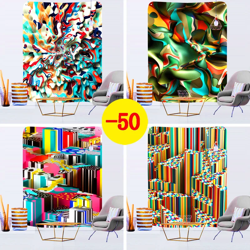 

Psychedelic Abstract Tapestry Line Bohemian Wall Blanket Room Set Skin Mandala Home Accessories Living Decoration Free Shipping