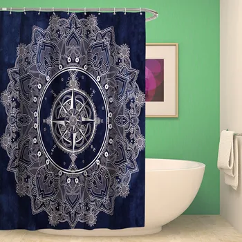 

Indian Mandala Shower Curtain Flower Printed Geometric Bohemian Bathroom Curtains Shower Wall Hanging Geometric Shower Curtains