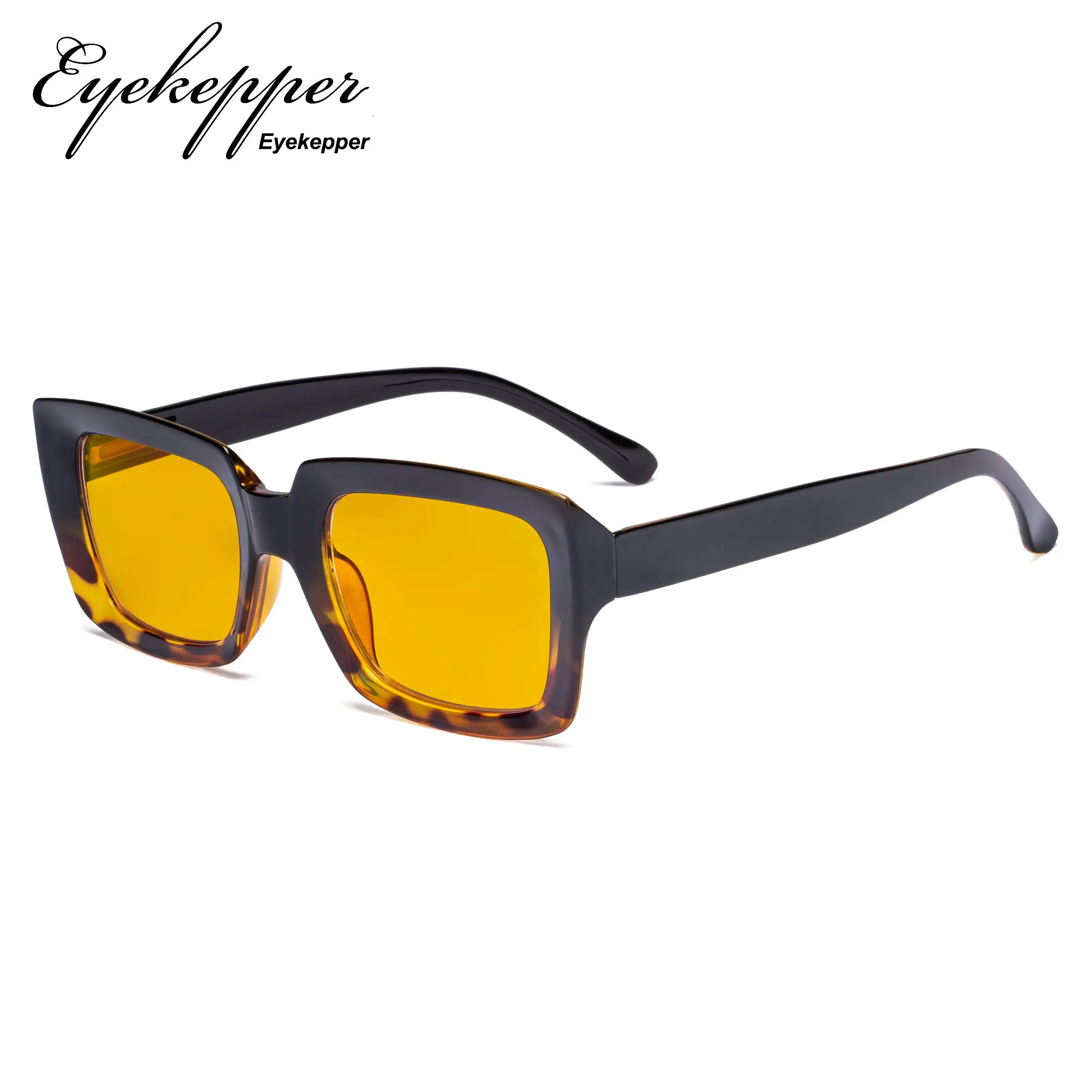 HP9107 Eyekepper Blue Light Blocking Glasses with Amber Tinted Filter Lens- Oversized Square Computer Eyeglasses Women