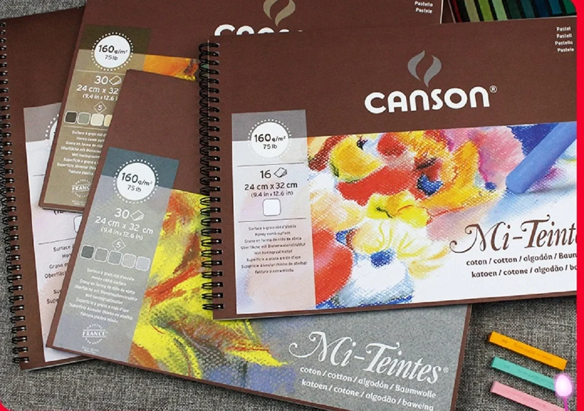 CANSON цветная бумага для порошковой живописи Mi-Teintes книга эскизов 50% хлопок серая