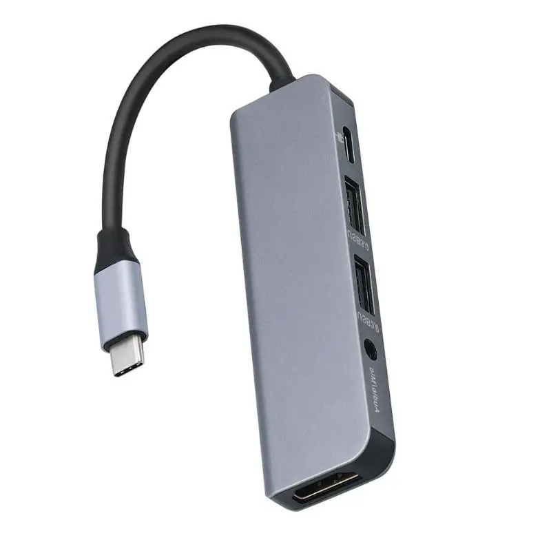 Умелое производство аудио USB-C станция адаптер Превосходное качество 5 в 1 type-C концентратор USB-C к HDMI USB3.0 USB 2,0 3,5 мм