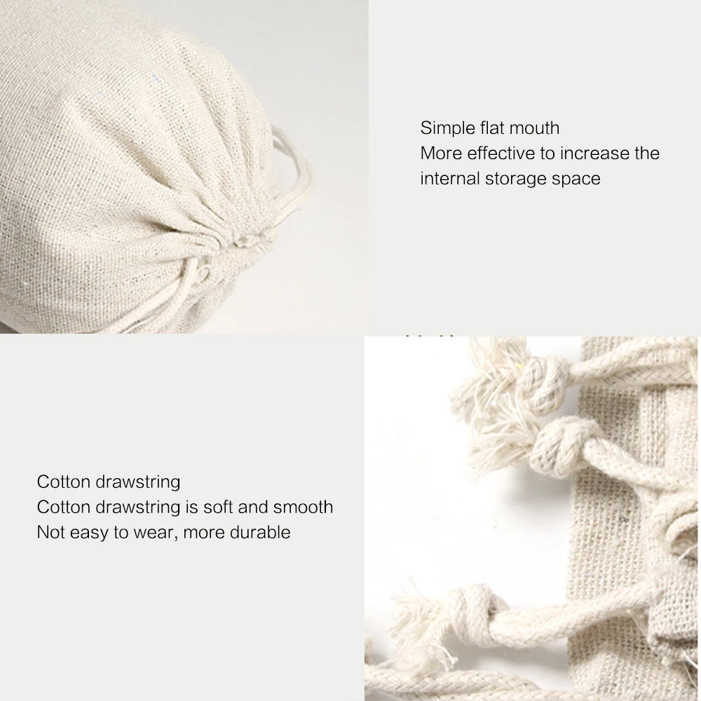 Portable Environment-Friendly Bag Fruit Bag Storage Bag Vegetablel Bag Cotton Linen Drawstring Travel Organizer Housewear
