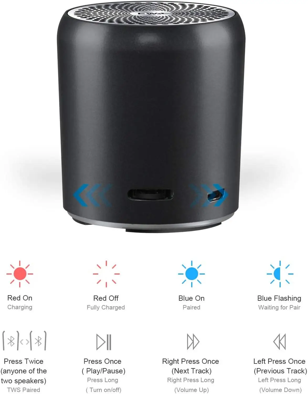 Caixas de Som Alto-falantes e Subwoofer Super-mini Portátil Bluetooth Alto-falante Tws Melhor Som Baixo Boombox Metal Corpo Carro Ewa 5.0 - Image 2