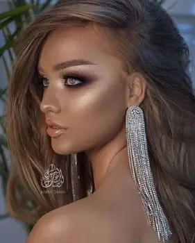 

Fashion exaggerated rhinestone long tassel earrings rhinestone long tassel earrings female temperament all-match dinner earrings