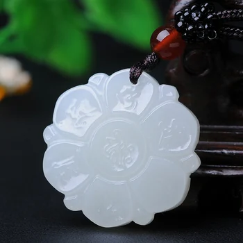 

Authentic and Tian Baiyu six-word true words pendant Natural jade men's and women's jade pendants attached certificate